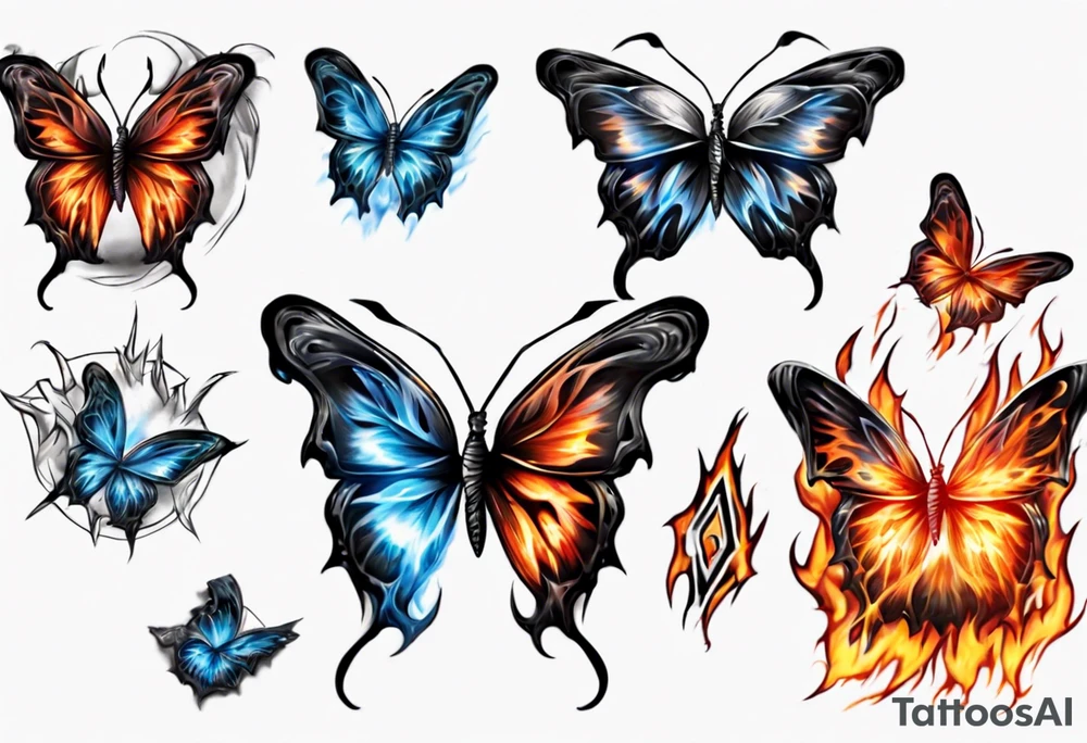 Butterfly in fire and ice tattoo idea