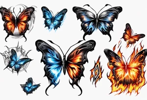 Butterfly in fire and ice tattoo idea