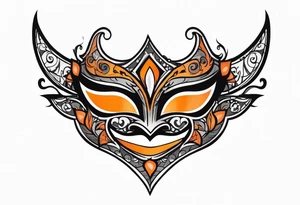 Laughing Male masquerade mask with orange and black thorns tattoo idea