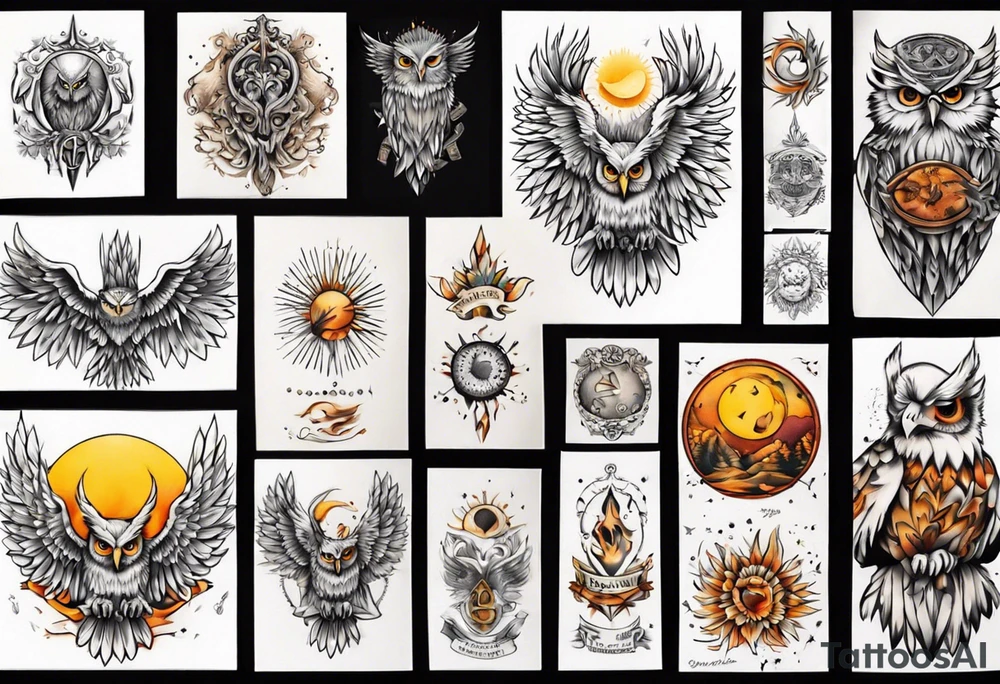 Sonne Eule tattoo idea