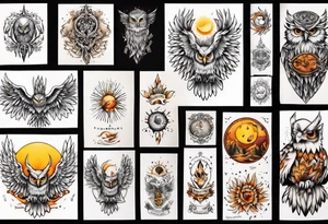 Sonne Eule tattoo idea