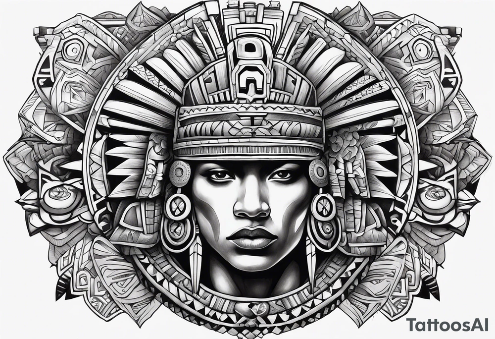 Aztec,gangster, pride,guns,symbols tattoo idea