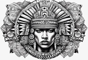 Aztec,gangster, pride,guns,symbols tattoo idea