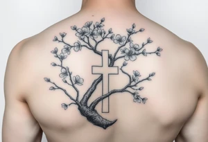 cherry blossom tree with the cross inside and some of the branches wrapping around it on my inner arm tattoo idea
