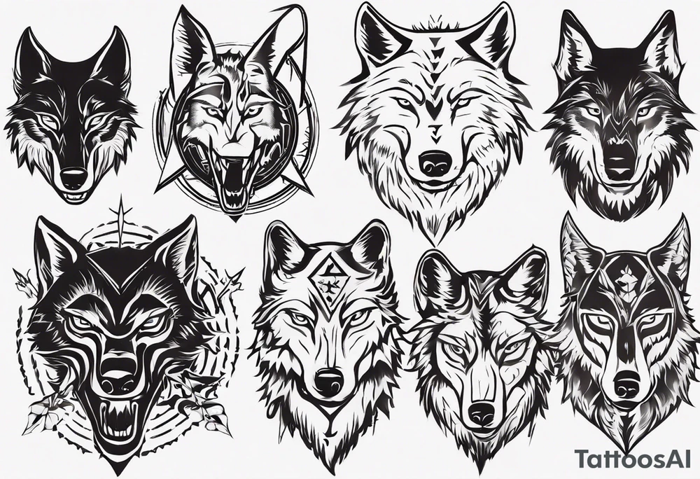 wolf head tattoo idea