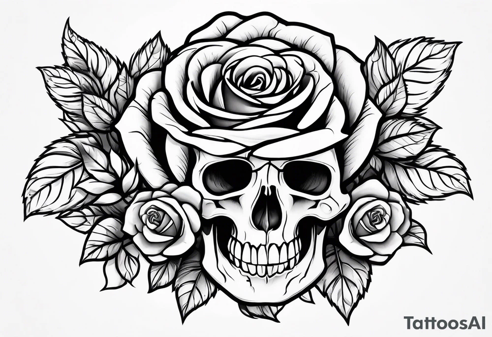 A rose tattoo with skeleton bone fingers tattoo idea