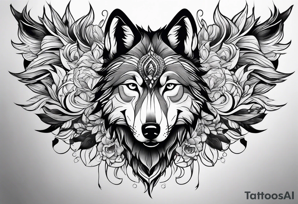 Wolf out of woman tattoo idea