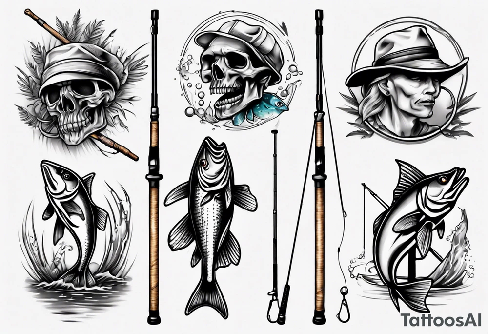 Crossed fishing poles tattoo idea