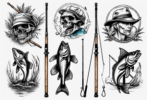 Crossed fishing poles tattoo idea