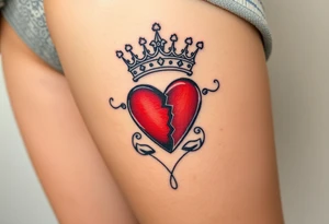 Powerful, crown, queen, broken heart tattoo idea