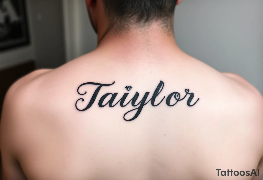 The name Taiylor spelled with the O as a diamond ring with hearts behind the ear tattoo tattoo idea