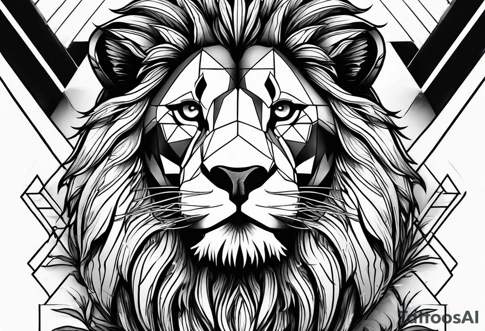 Powerful lion up close with nature in background tattoo idea