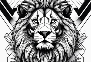 Powerful lion up close with nature in background tattoo idea