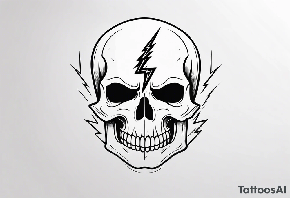 A skull with a lightning bolt striking through it tattoo idea A skull with a lightning bolt striking through it tattoo idea