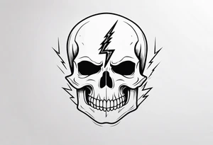 A skull with a lightning bolt striking through it tattoo idea