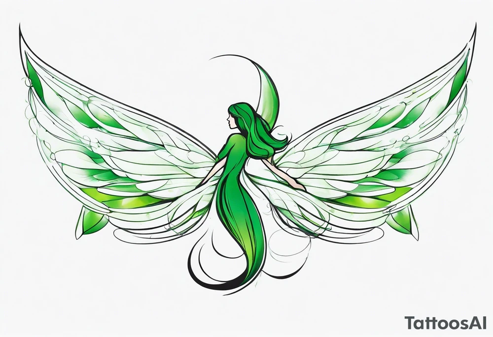 Green fairy wings tattoo idea