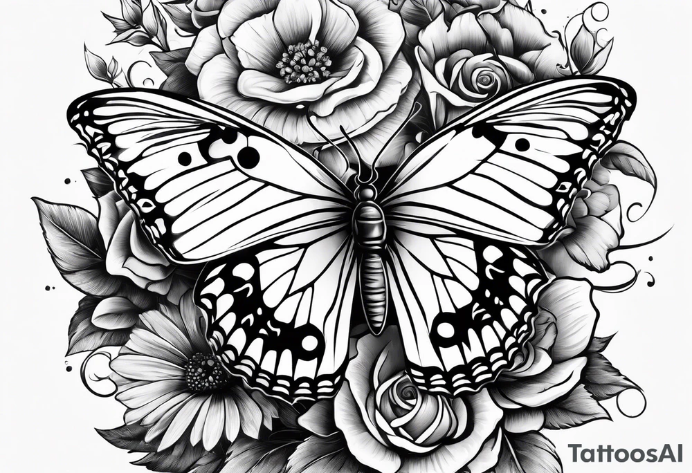 Butterflies and knife tattoo idea
