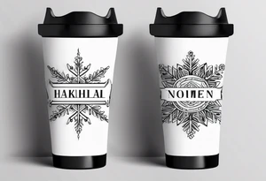 Christmas 2024 personalized name banner on a 20 oz tumbler minimalist snowflake motif tattoo idea