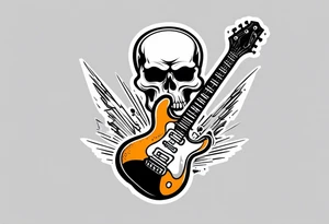 Rock and roll logo with a skull and an electric 
guitar tattoo idea