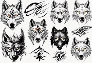 wolf with fire eyes tattoo idea