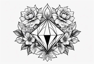 Big diamonds and flowers more diamonds tattoo idea