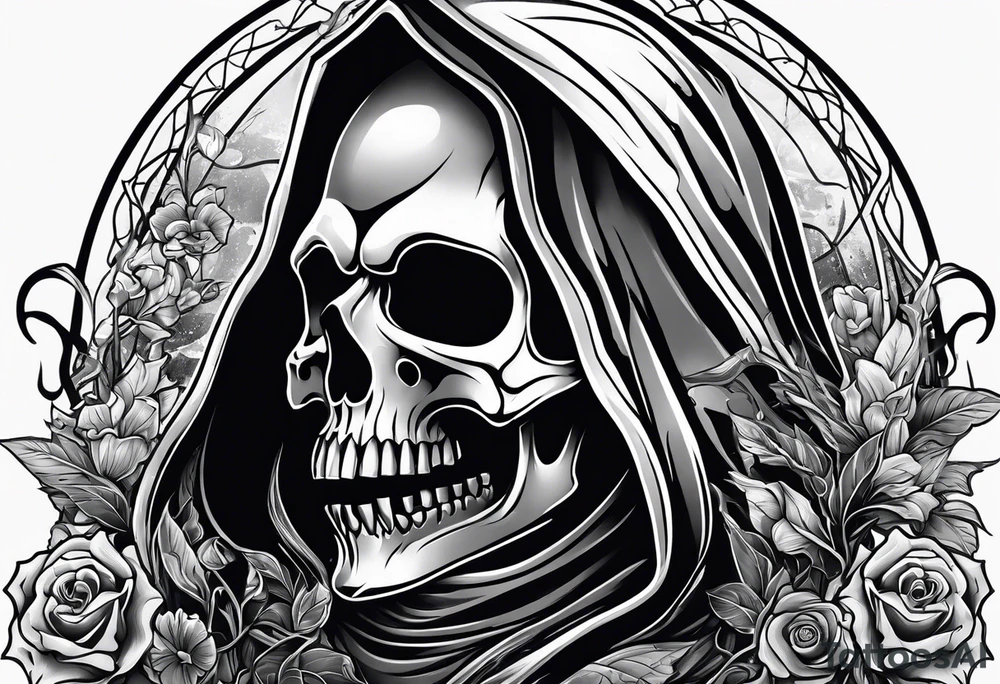 grim reaper skull cemetery tattoo idea