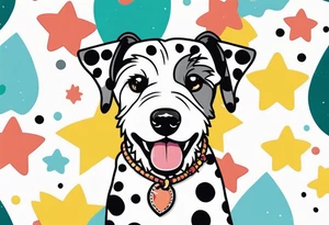 white and black spotted 
mountain terrier named buddy tattoo idea