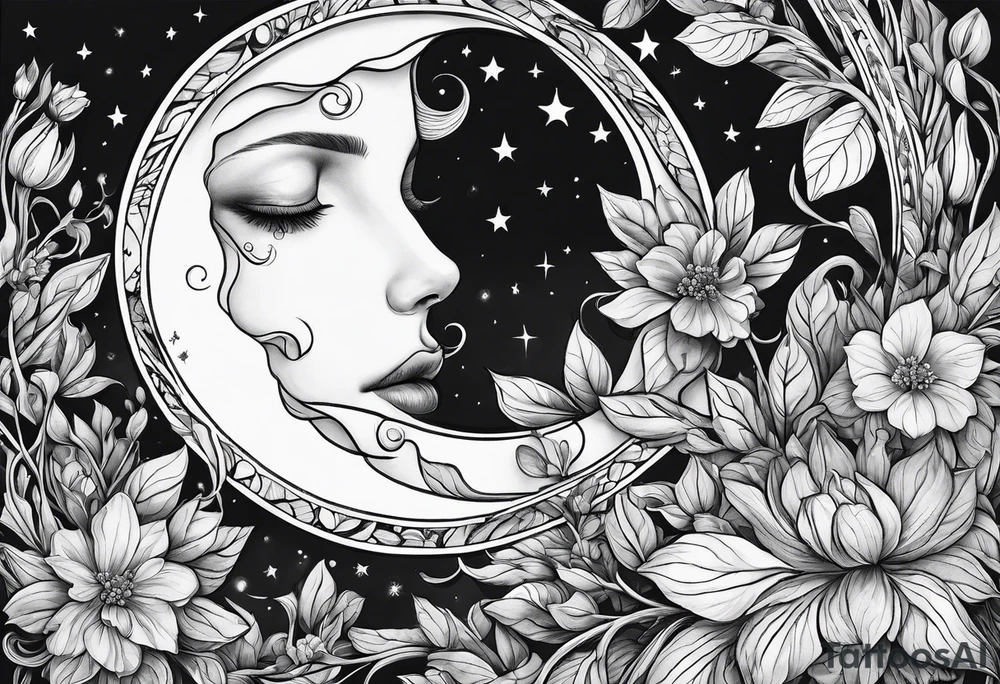 diphylleia grayi and moon tattoo idea
