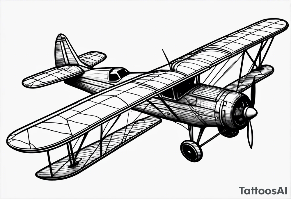sketch of adventure plane in perspective from the bottom tattoo idea