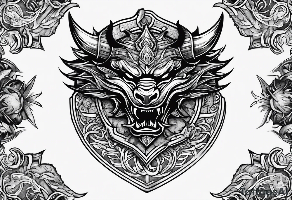 Valhalla sword shield dragon axe viking 
ship tattoo idea