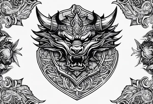 Valhalla sword shield dragon axe viking 
ship tattoo idea