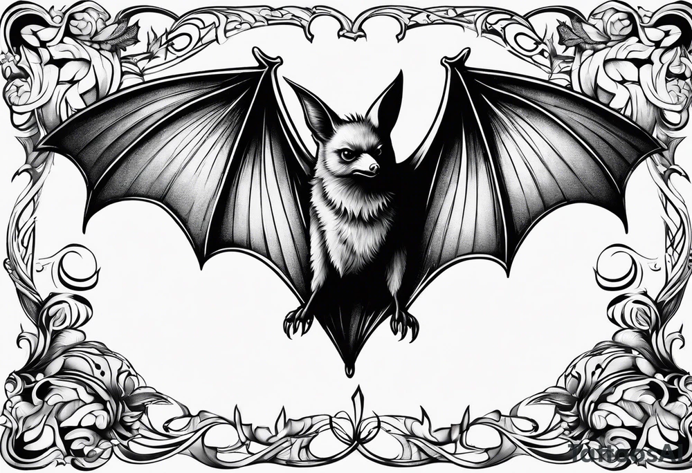 Flying bat tattoo idea