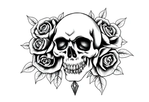 skull and roses tattoo idea