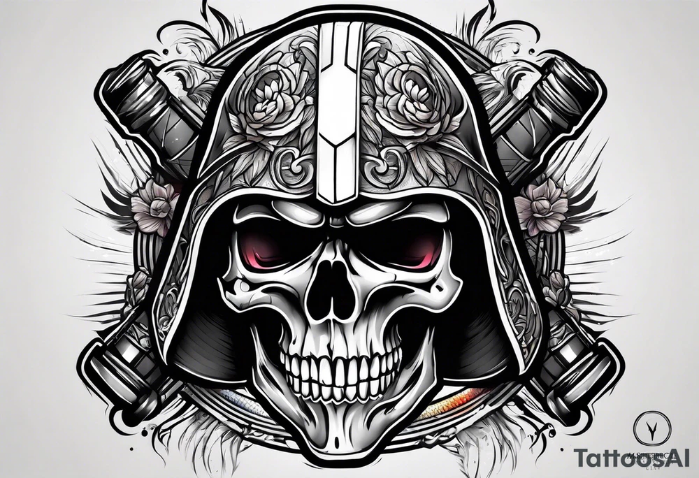 Light saber skull tattoo idea