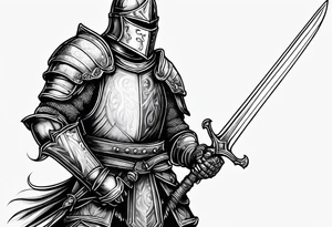 Medieval knight holding a sword tattoo idea