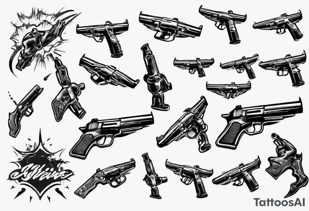 skydiving, shooting guns tattoo idea