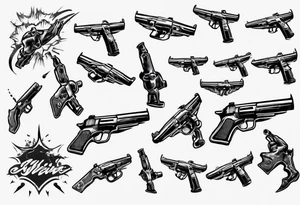 skydiving, shooting guns tattoo idea