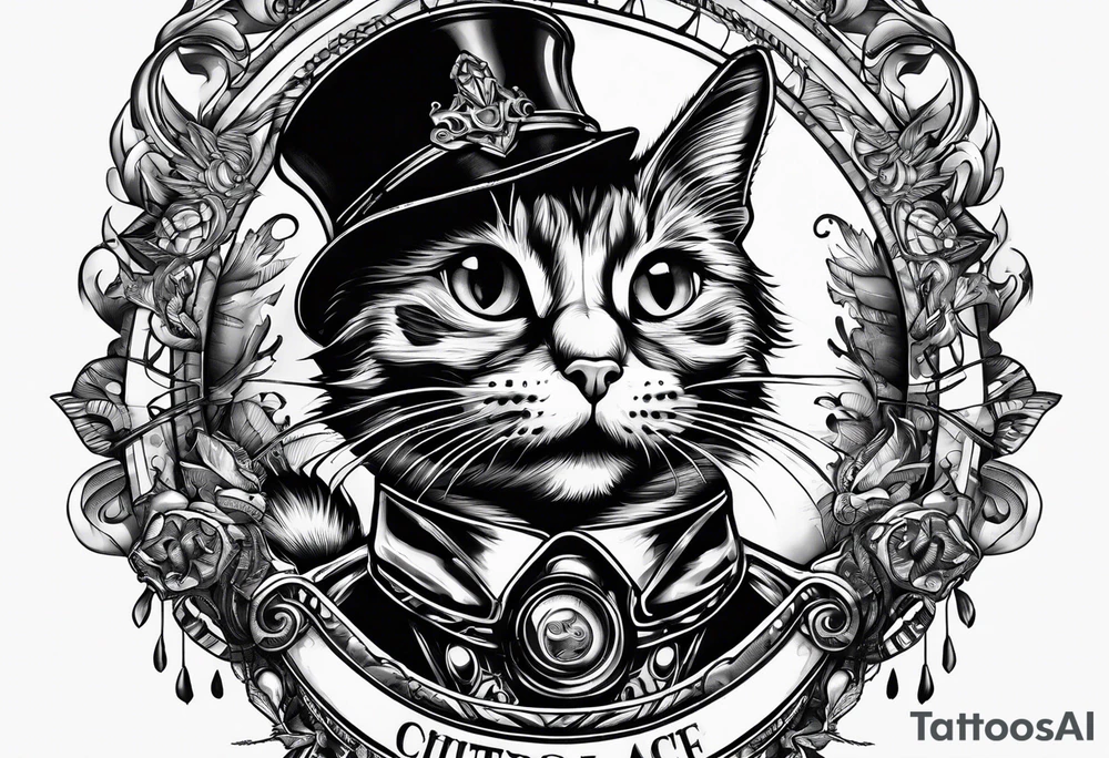 parachuting cat tattoo idea