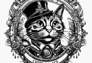 parachuting cat tattoo idea
