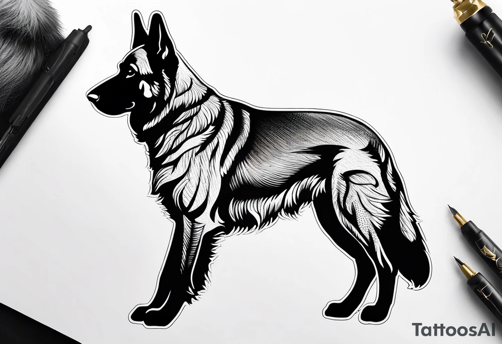 German shepherd dog walking away tattoo idea