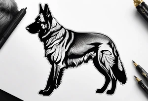 German shepherd dog walking away tattoo idea