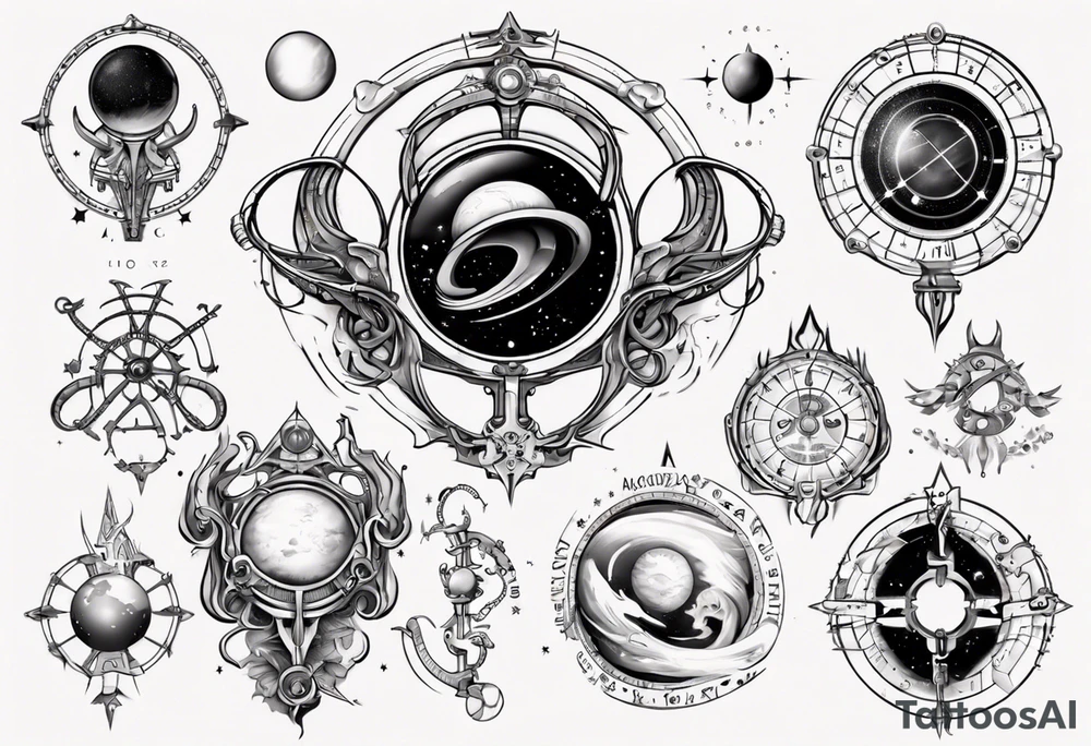Astronomy, planet, zodiac, libra tattoo idea