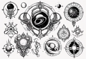 Astronomy, planet, zodiac, libra tattoo idea