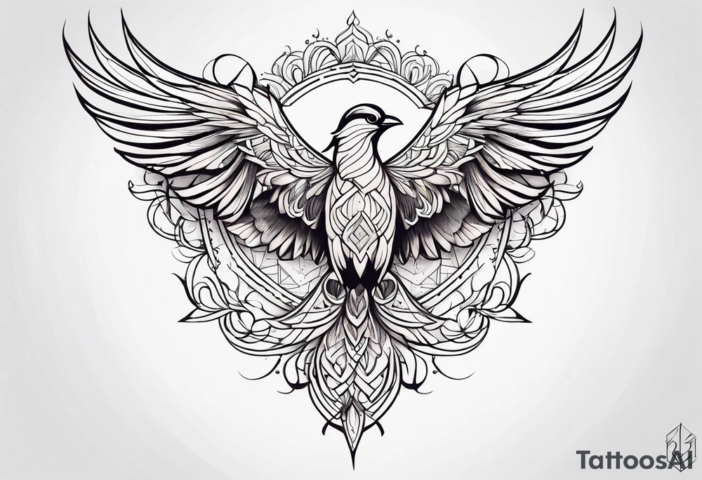 girly phoenix bird sternum tattoo tattoo idea