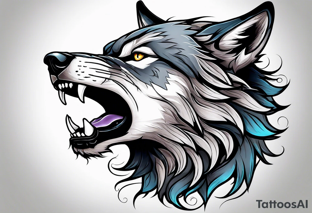 a wolf roaring tattoo idea
