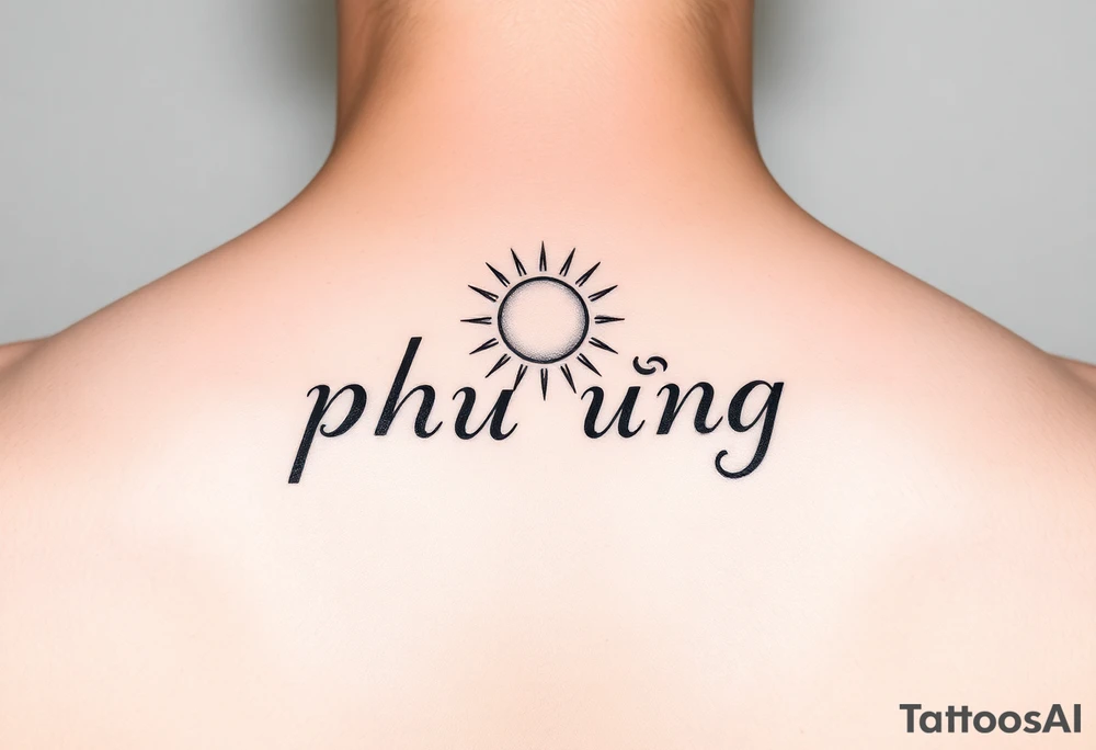 Word "phuong" written with sun tattoo idea