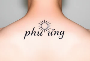 Word "phuong" written with sun tattoo idea