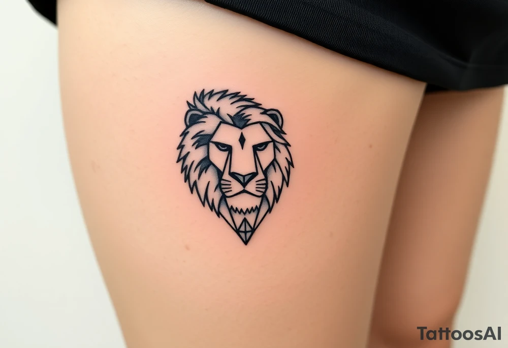 Lion with diamond geometric shapes and tattoo idea