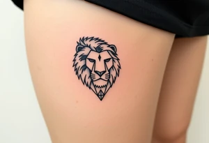 Lion with diamond geometric shapes and tattoo idea