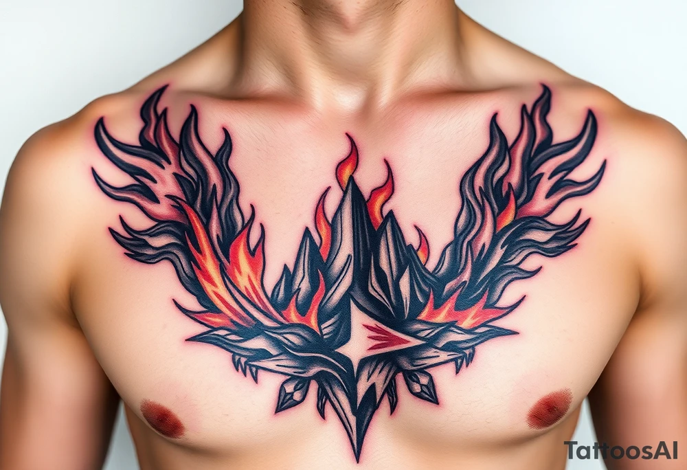 toxic world on fire tattoo idea